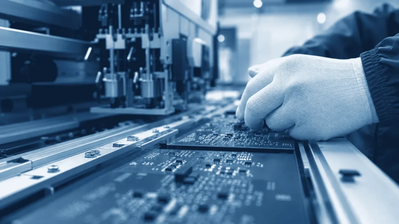 Electronics circuit board assembly line in a Chinese manufacturing facility