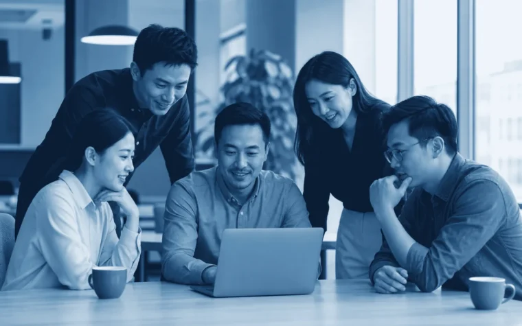 Managing a local employee team in a modern Chinese office workplace